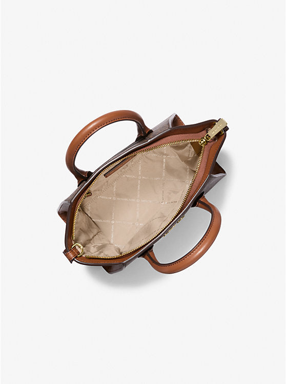 Michael Kors Avril Small Satchel BROWN SIGNATURE