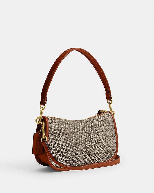 COACH MINI SIGNATURE JACQUARD SWINGER (BOUTIQUE) COCO BURNISHED (CM559)