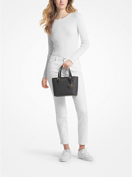 MICHAEL KORS Jet Set Travel XS Top-Zip Tote Black Signature/Gold