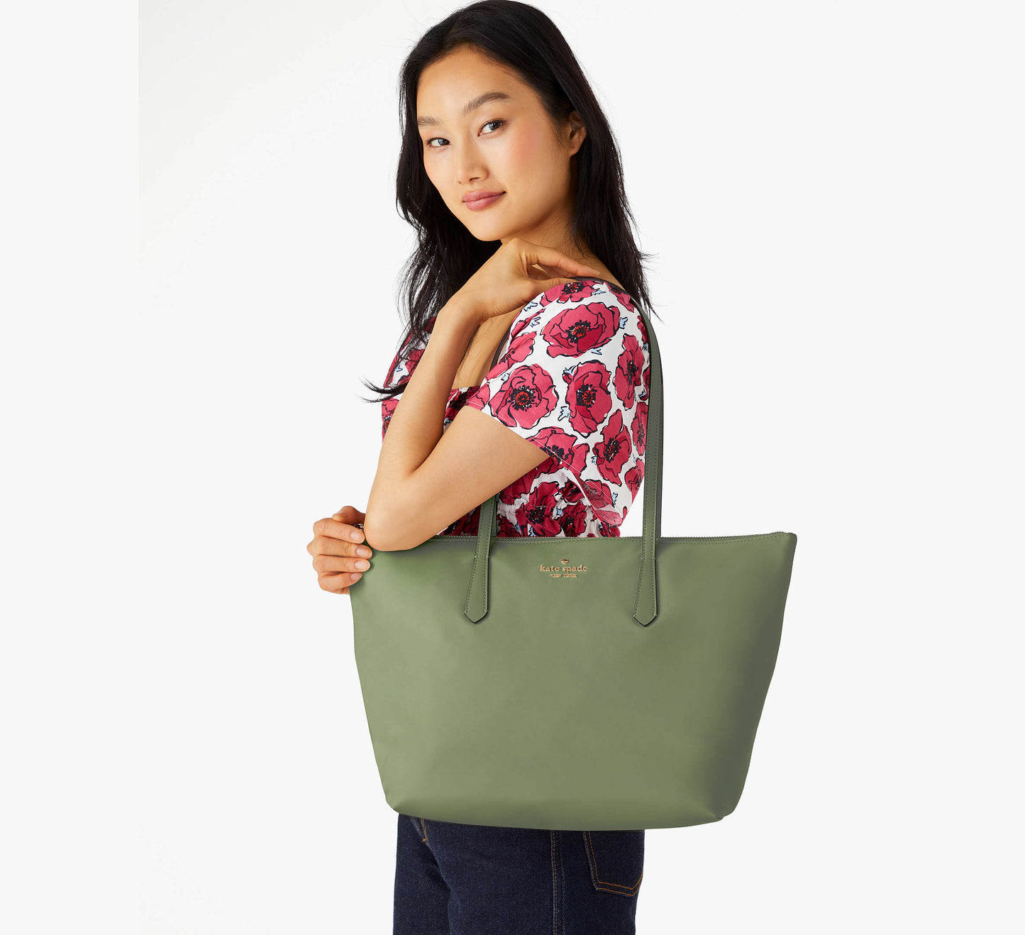 Kate Spade Kitt Nylon Medium Tote Cedar Stand