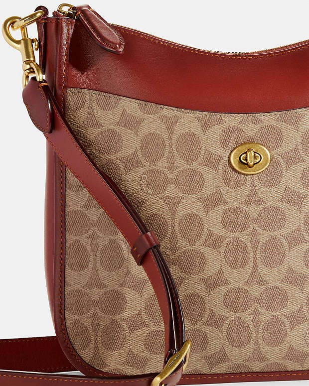 COACH CHAISE CROSSBODY BAG IN SIGNATURE CANVAS (BOUTIQUE) TAN RUST (C8487)