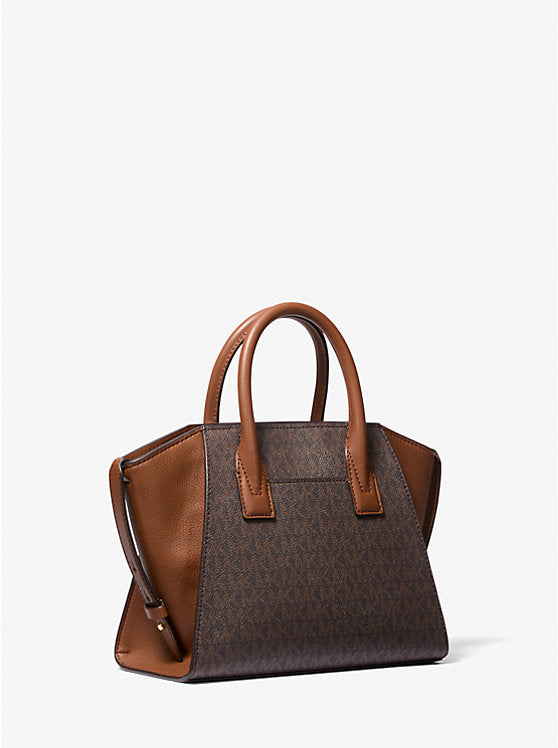 Michael Kors Avril Small Satchel BROWN SIGNATURE