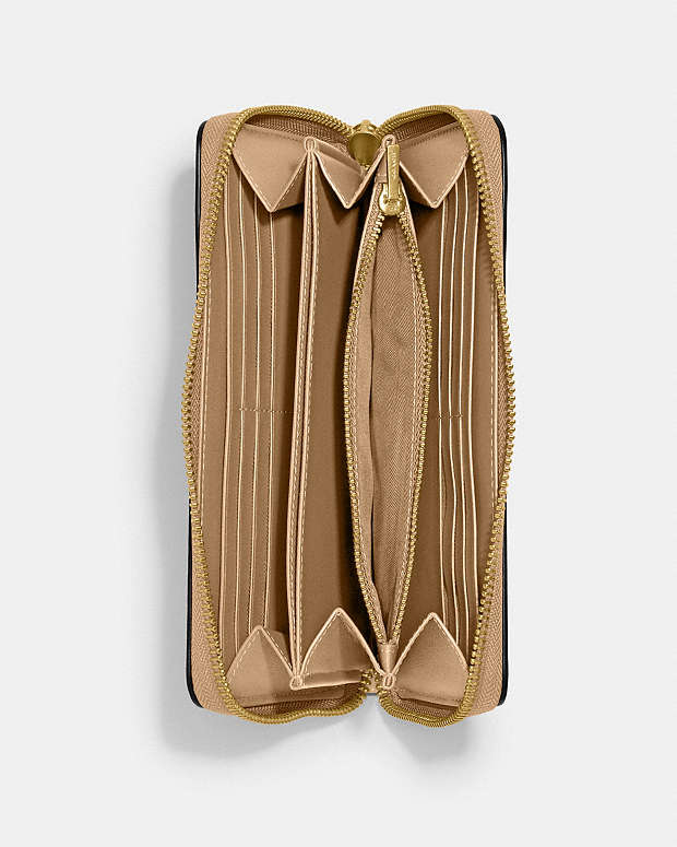 COACH ACCORDION ZIP WALLET LEATHER (BOUTIQUE) TAN (CH801)