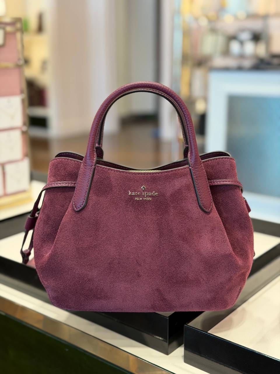 Kate Spade Dumpling Small Suede Maroon