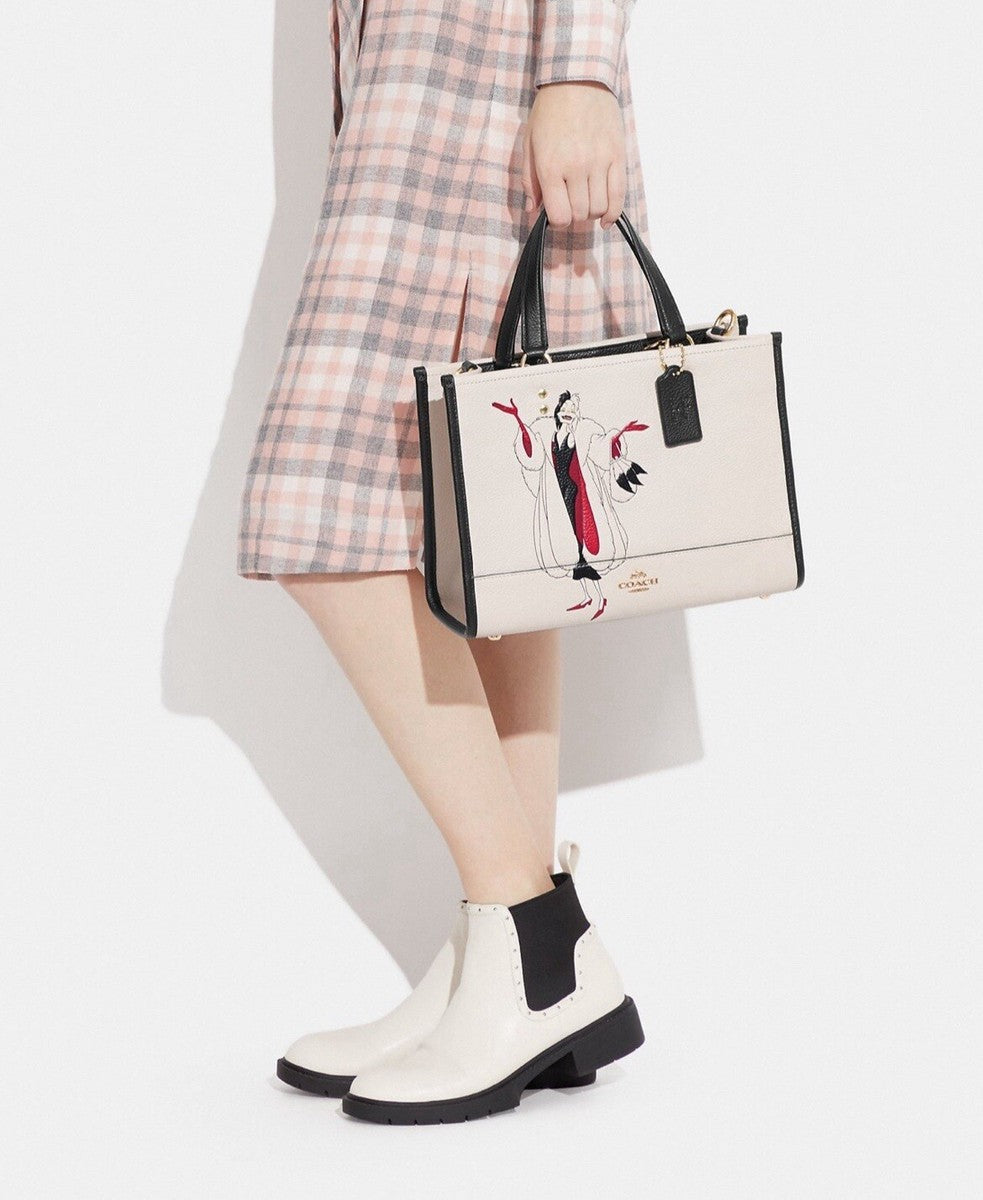 Coach X Disney Women Handbag Dempsey Carryall With Cruella Motif