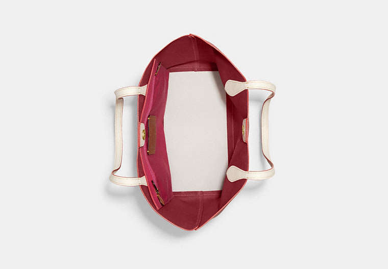 Coach Kia Tote In Colorblock CHERRY MULTI