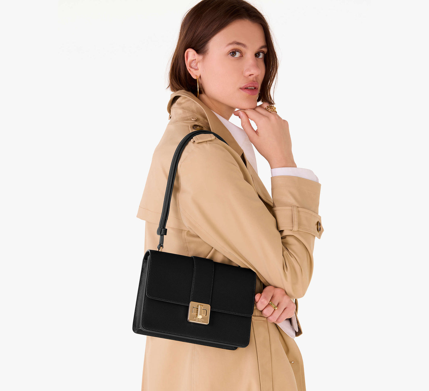 Kate Spade Phoebe Turnlock Shoulder Bag BLACK