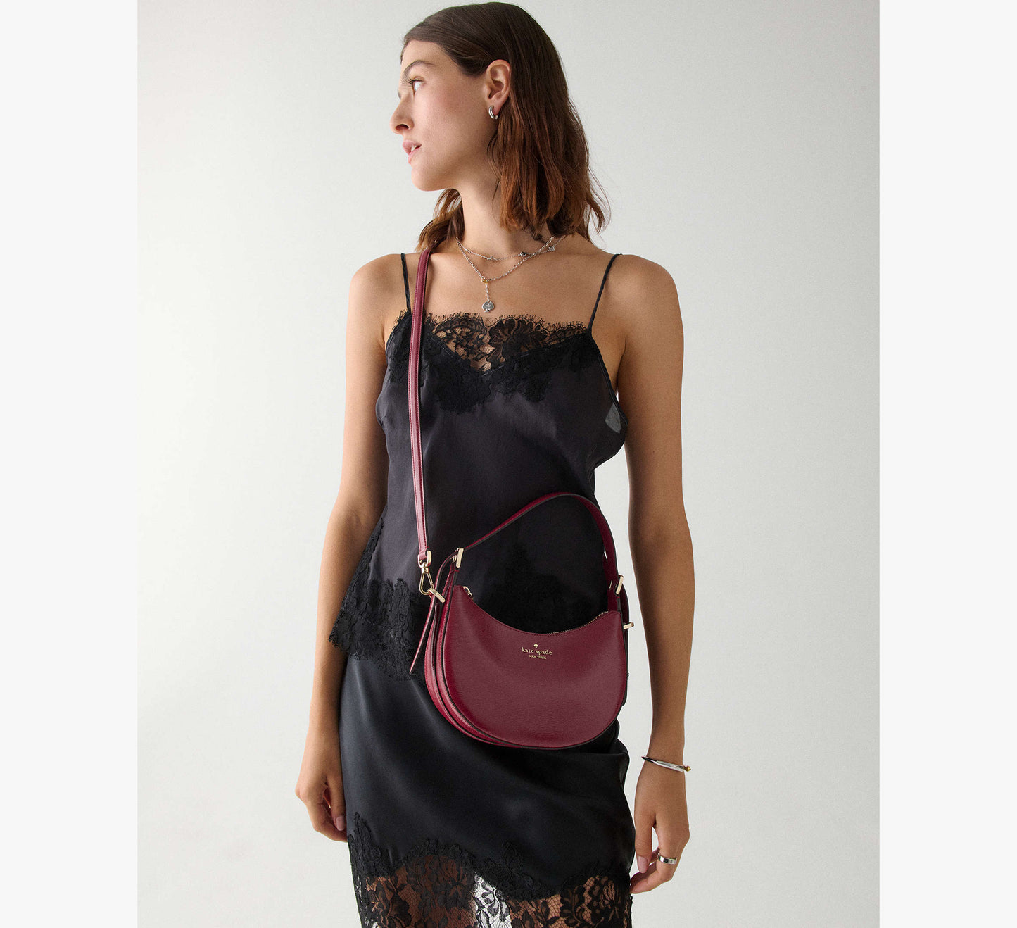 Kate Spade Nova Crescent Shoulder Bag Red Jam