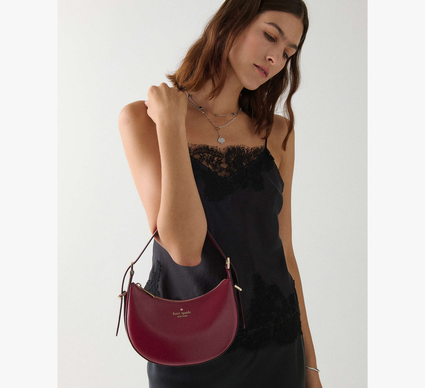 Kate Spade Nova Crescent Shoulder Bag Red Jam