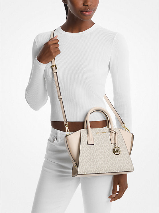 Michael Kors Avril Small Satchel Vanilla SIGNATURE