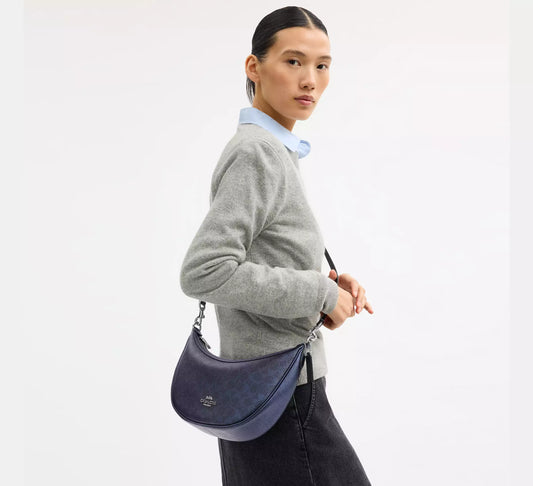 Coach Aria Shoulder Bag In Signature Canvas Blue/Navy
