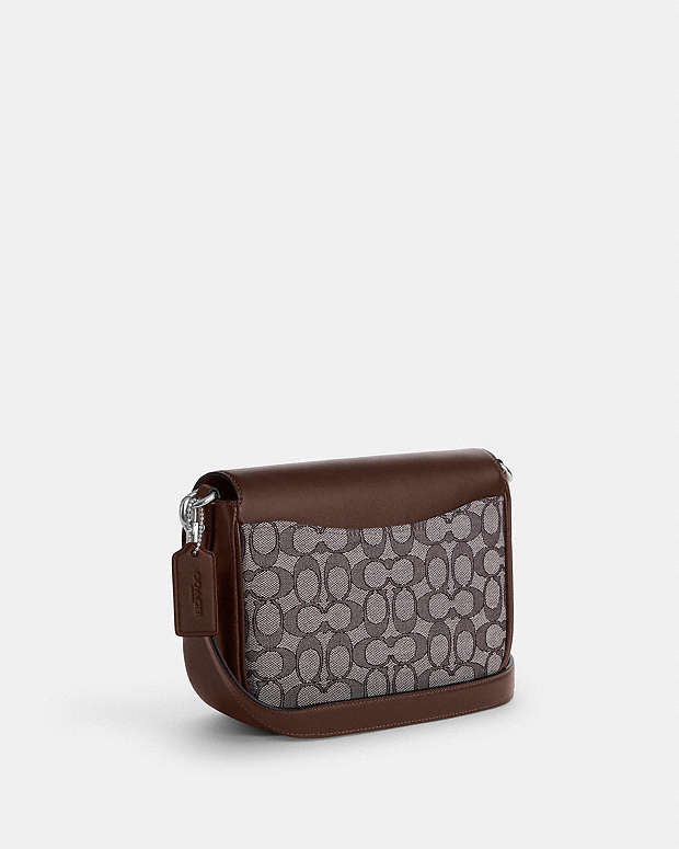 COACH AMELIA SIGNATURE JACQUARD SADDLE BAG MAPLE