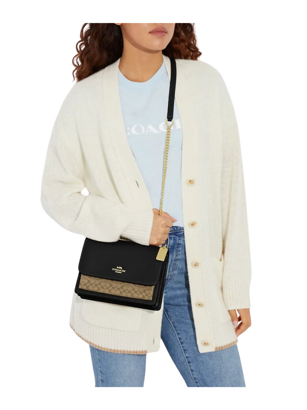 Coach Klare Crossbody Bag In Micro Signature Canvas Khaki/Black (CJ943)