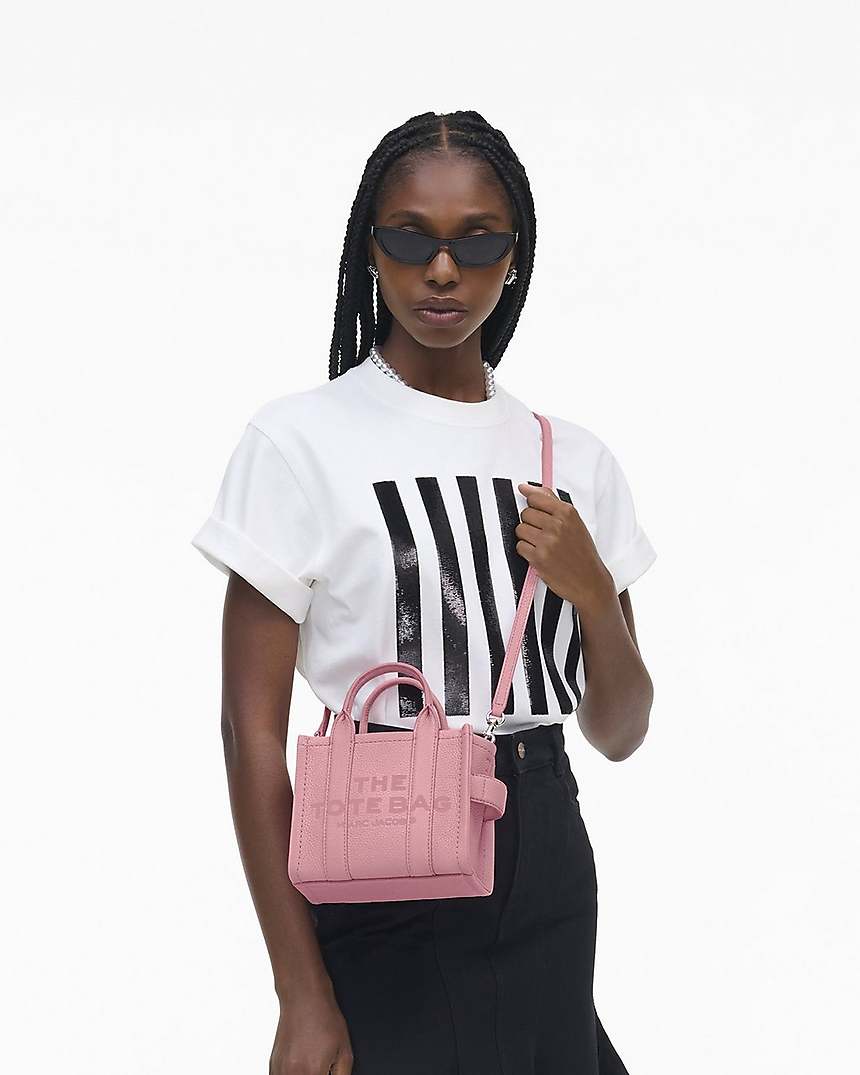 Marc Jacobs THE LEATHER CROSSBODY TOTE BAG RIBBON PINK