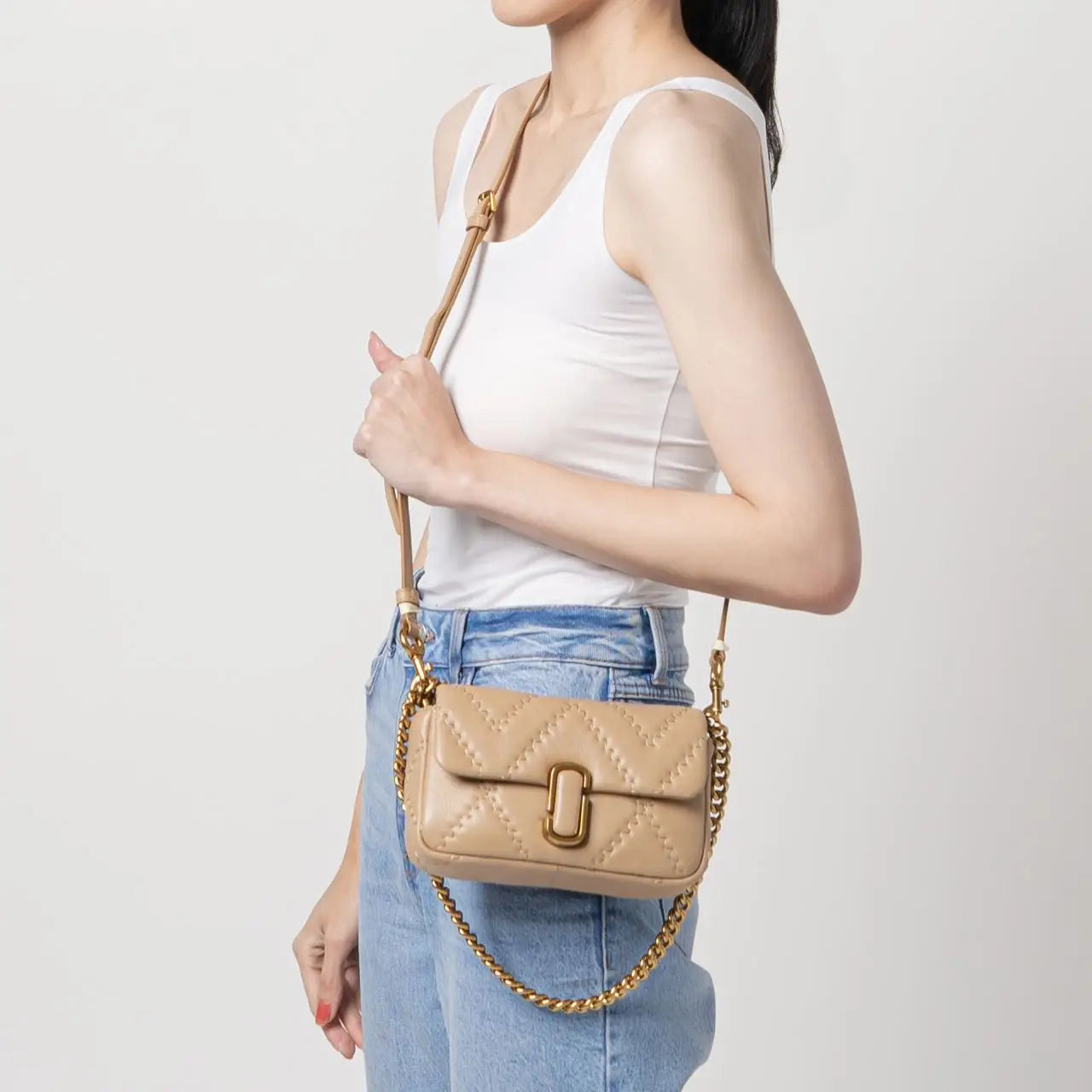 MARC JACOBS J Marc quilted leather small crossbody bag Camel