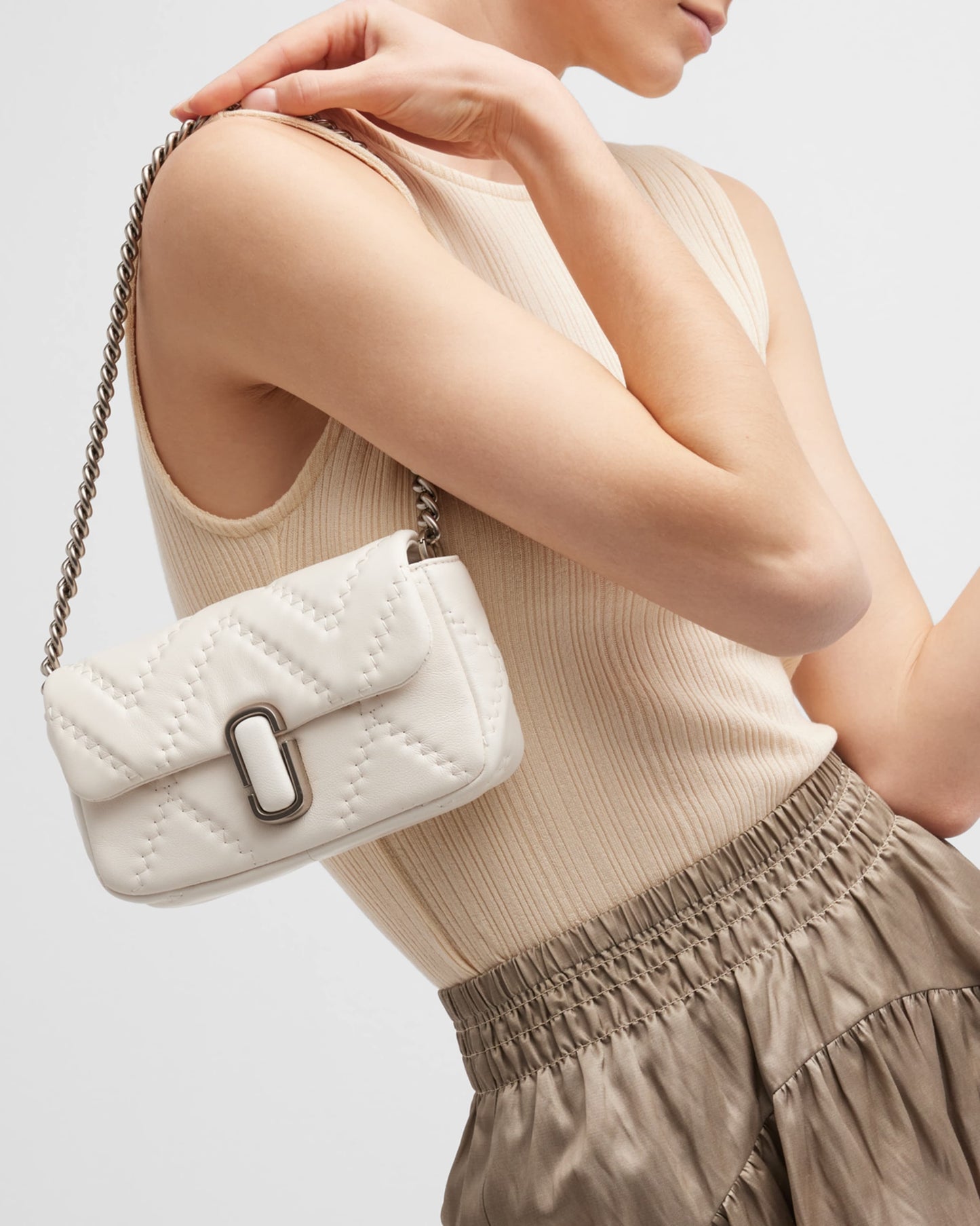 MARC JACOBS J Marc quilted leather small crossbody bag White
