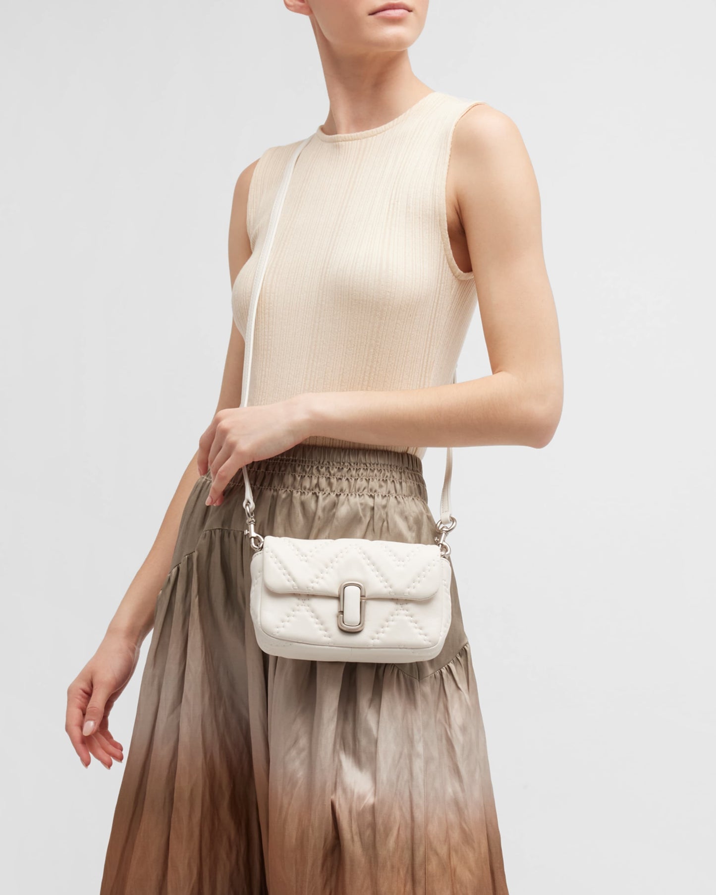 MARC JACOBS J Marc quilted leather small crossbody bag White