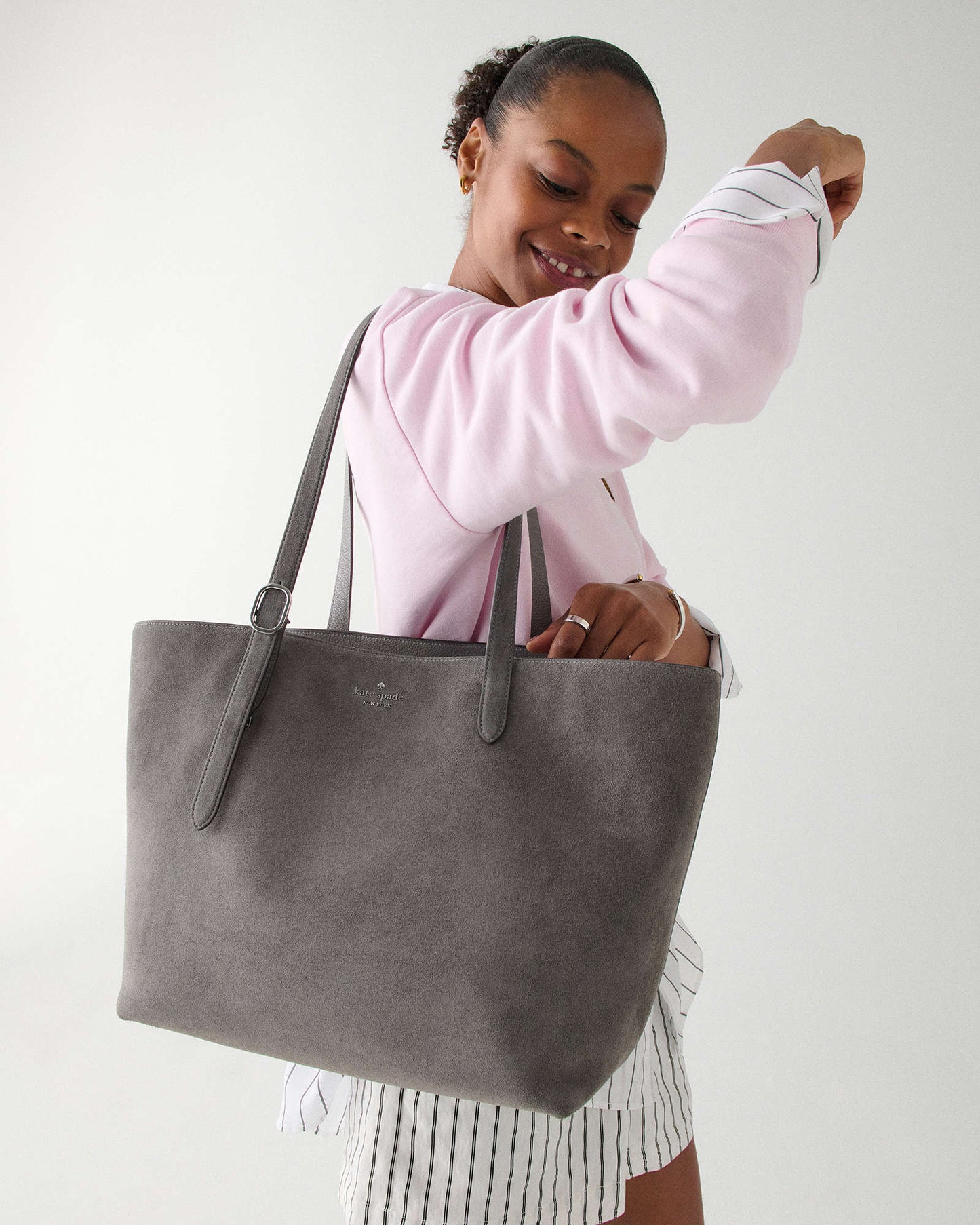 Kate Spade 454 Tote Suede Hare Grey