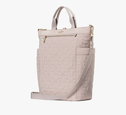 Kate Spade Spade Flower Quilted Fabric Convertible Backpack Cozy Grey