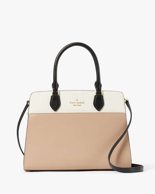 Madison Colorblock Saffiano Leather Medium Satchel