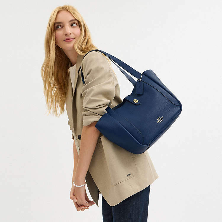 Coach Hadley Turnlock Tote Deep Blue