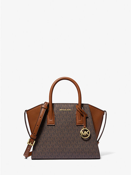 Michael Kors Avril Small  Satchel BROWN SIGNATURE
