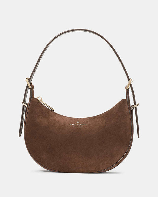 Kate Spade Nova Suede Small Crescent Shoulder Hot Fudge