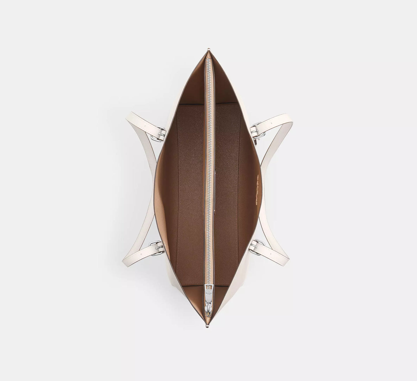 Coach Mollie Tote Leather White Silver