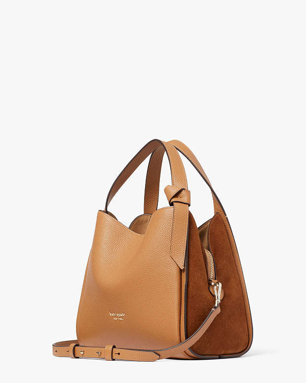 KSB- Knott Pebbled Leather & Suede Medium Crossbody Tote