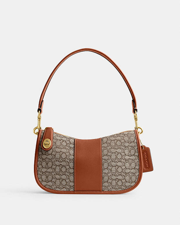 COACH  MINI SIGNATURE JACQUARD SWINGER (BOUTIQUE) COCO BURNISHED (CM559)