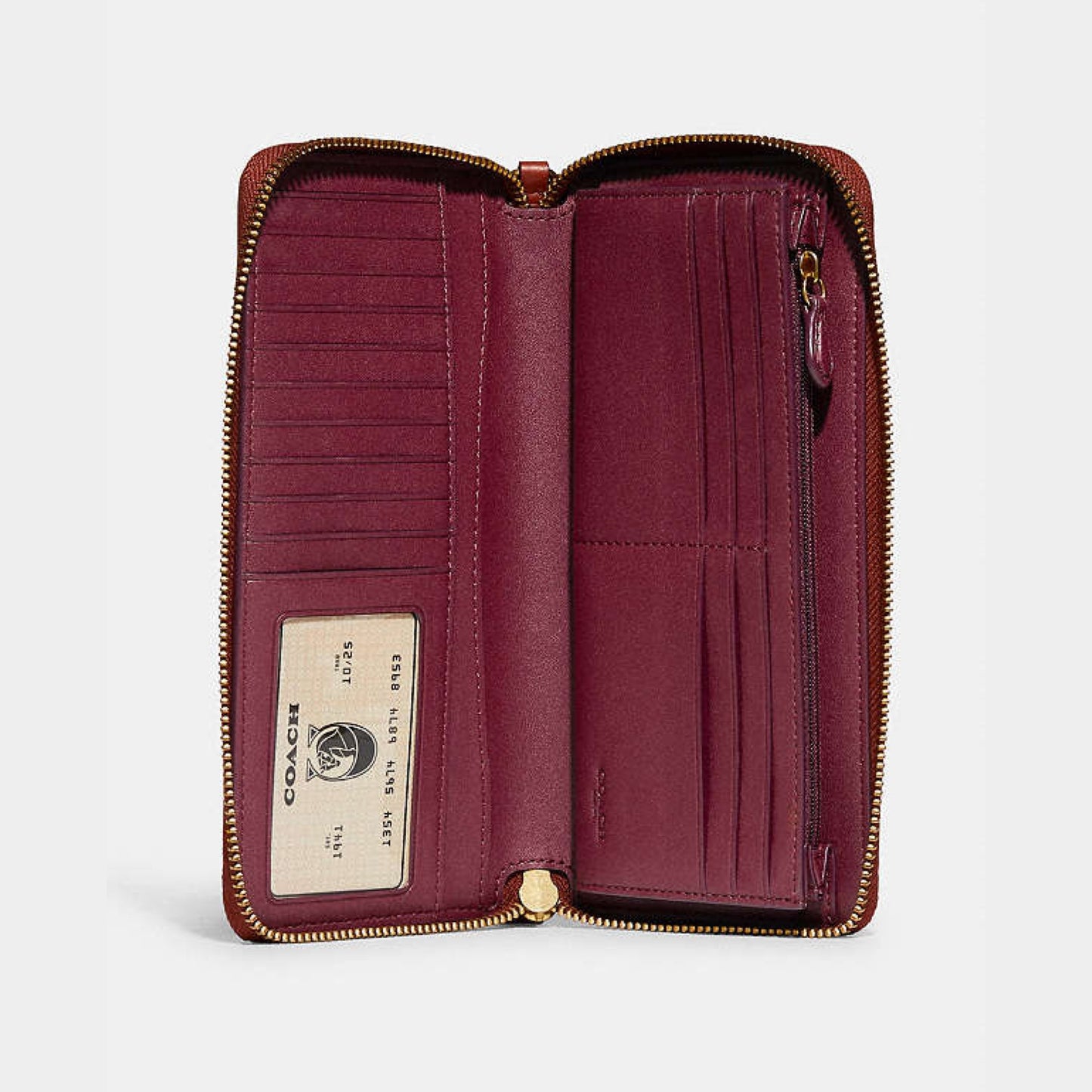 COACH CONTINENTAL LONG WALLET IN SIGNATURE CANVAS (BOUTIQUE) TAN RUST (C7162)