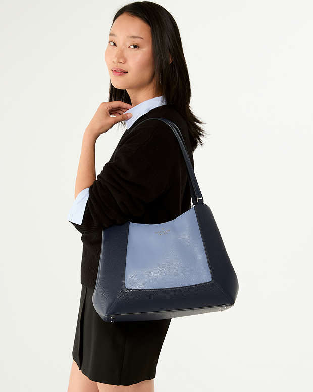 Lena Colorblock Large Triple Compartment Shoulder Bag