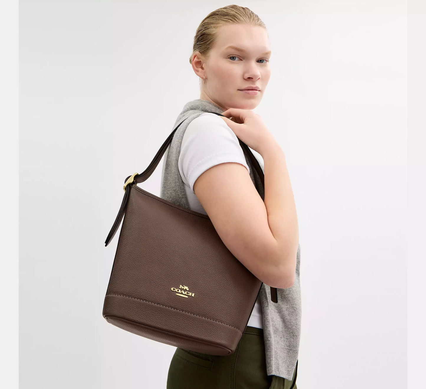 Coach Jude Duffle Bag Leather Dark Stone