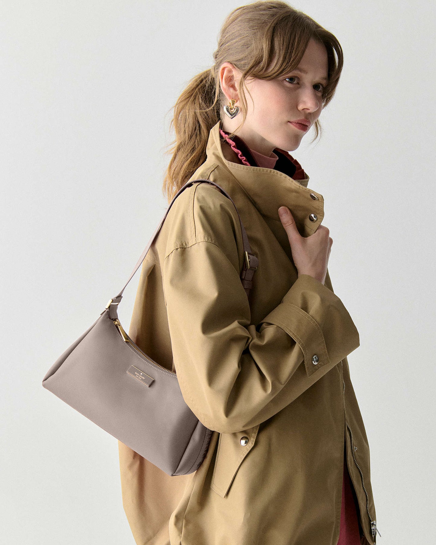 Carter Nylon Small Shoulder Bag Cozy Grey