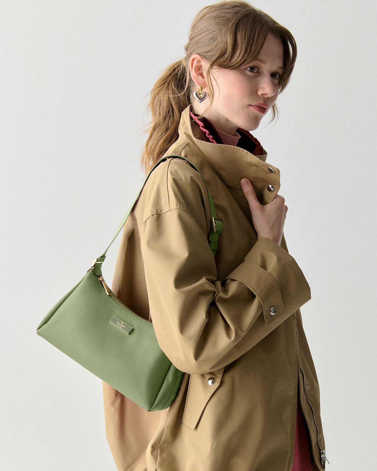 Carter Nylon Small Shoulder Bag Cedar Stand