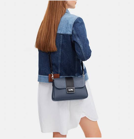 COACH GRACE Convertible Shoulder Bag Chambray Pebbled Leather