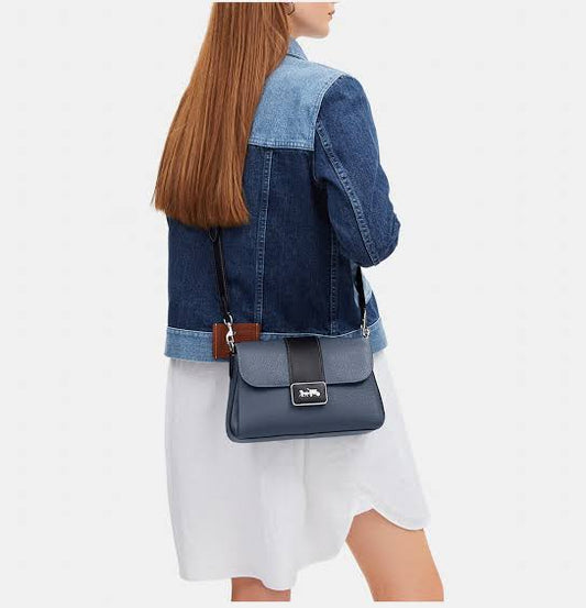 COACH GRACE Convertible Shoulder Bag Chambray Pebbled Leather