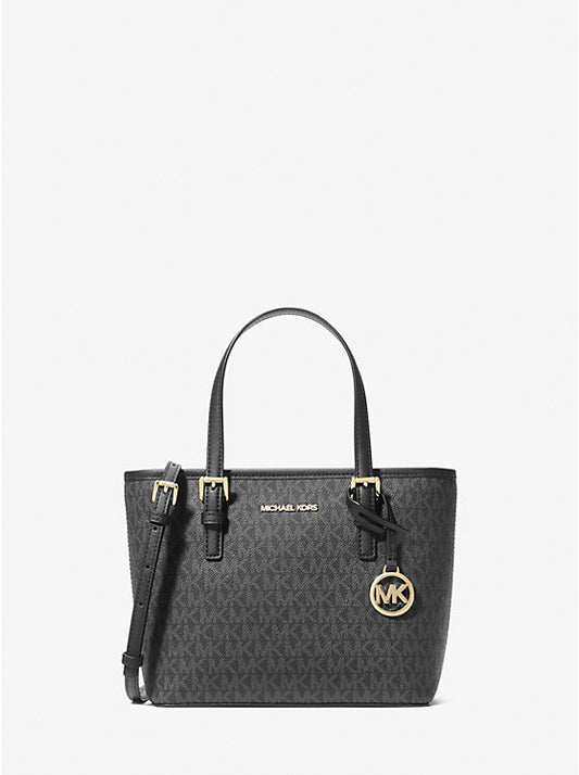 MICHAEL KORS Jet Set Travel XS Top-Zip Tote Black Signature/Gold