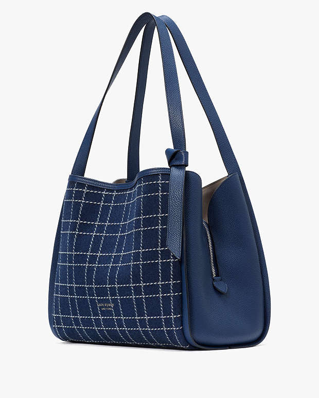 KSB- Knott Denim Check Large Shoulder Bag