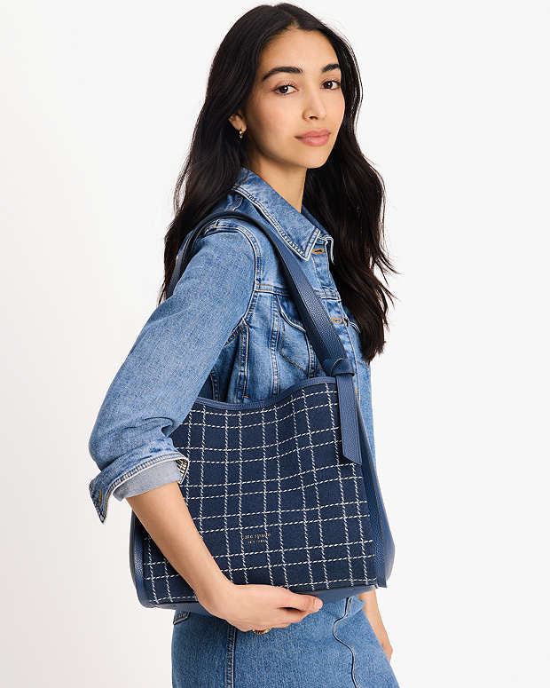 KSB- Knott Denim Check Large Shoulder Bag