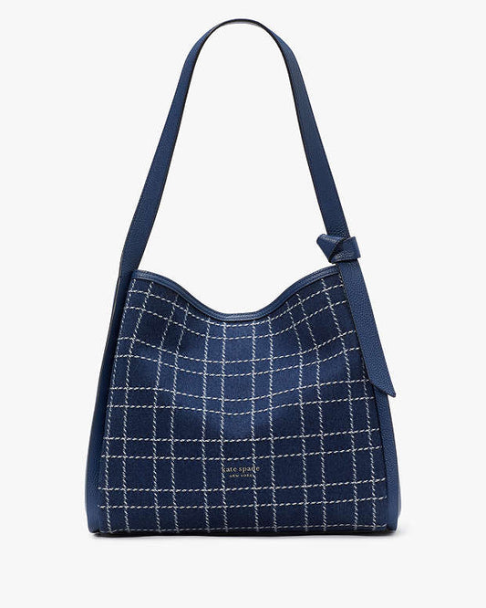 KSB- Knott Denim Check Large Shoulder Bag