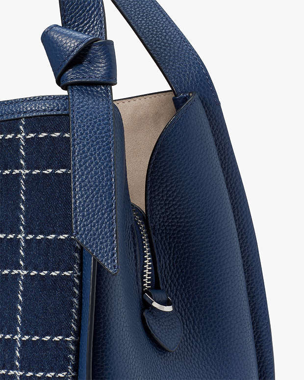 KSB- Knott Denim Check Large Shoulder Bag