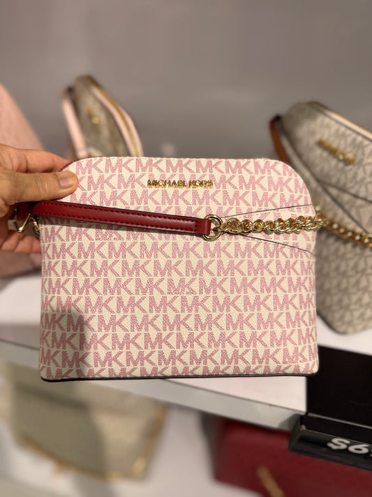 MICHAEL KORS Medium Dome Crossbody Bag Cherry Signature