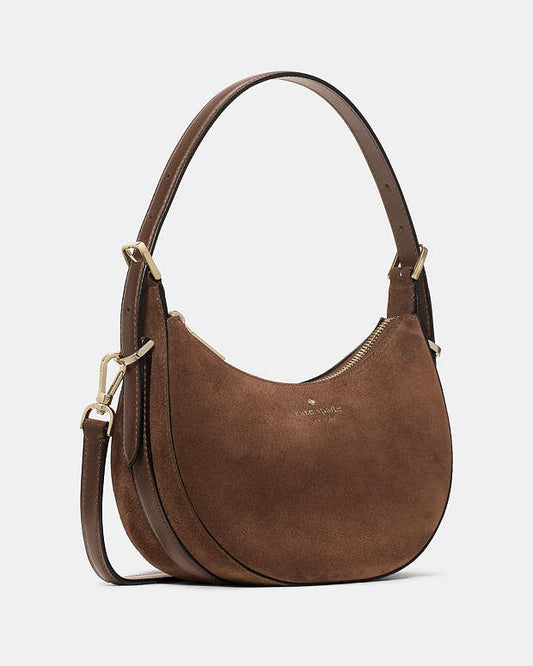Kate Spade Nova Suede Small Crescent Shoulder Hot Fudge