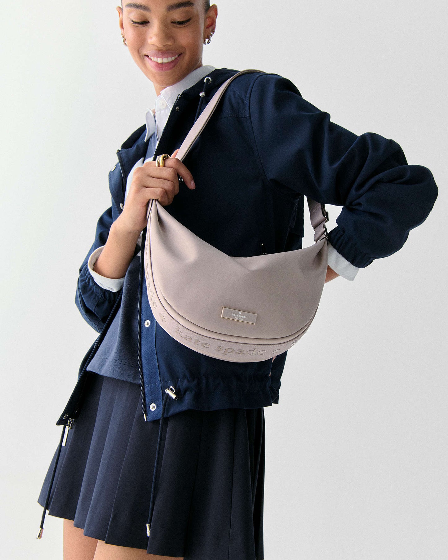 Kate Spade Carter Nylon Medium Sling Bag Cozy Grey