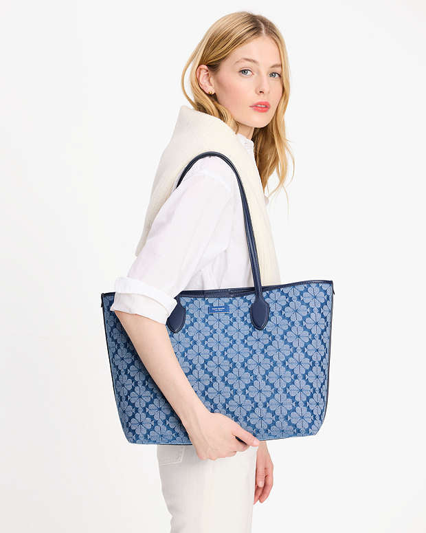 KSB- Spade Flower Jacquard Denim Bleecker Large Tote