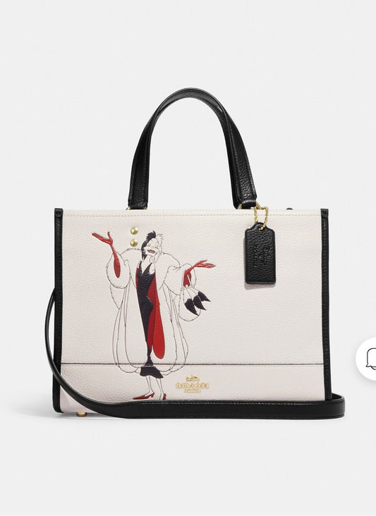 Coach X Disney Women Handbag Dempsey Carryall With Cruella Motif