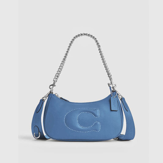 Coach TERI SHOULDER BAG WITH SIGNATURE QUILTING Light Mist Blue