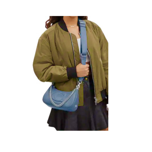 Coach TERI SHOULDER BAG WITH SIGNATURE QUILTING Light Mist Blue