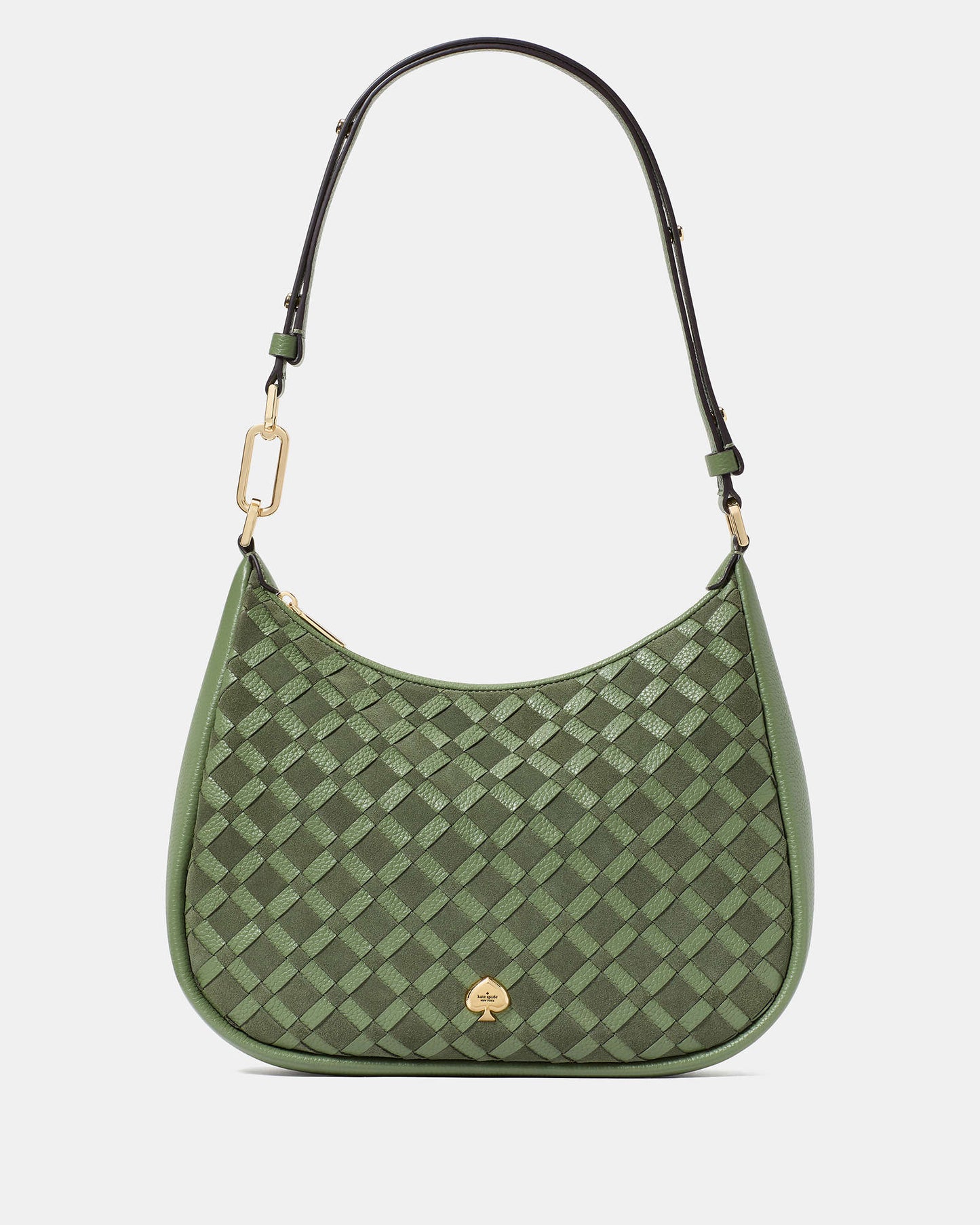 Kate Spade Kayla Woven Leather Large Shoulder Bag Cedar Stand
